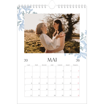 Calendrier photo A4 (20 x 30 cm) — Romance en bleu et blanc [couverture]