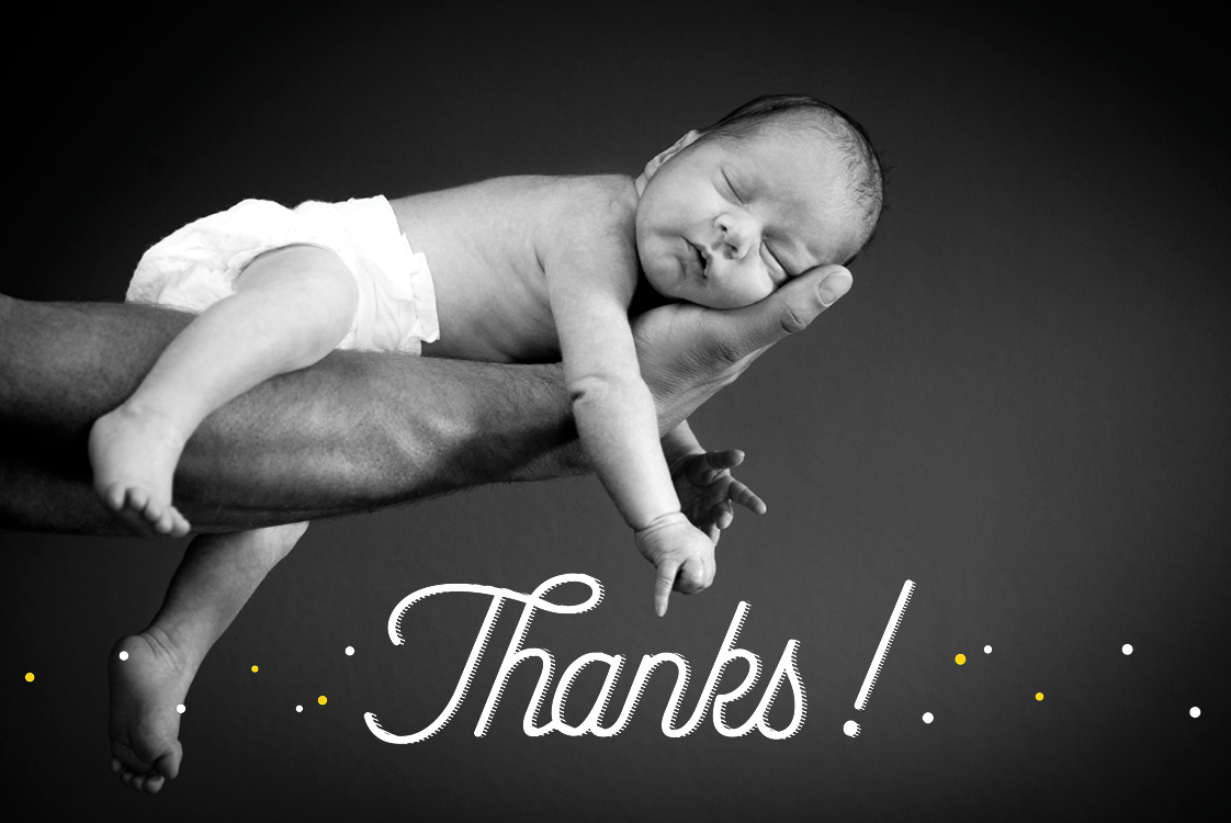 Carte de remerciement — Bloc bleu