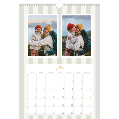 A3 Calendrier annuel — Lettrages et rayures [couverture]