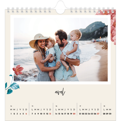 Calendriers annuels carré — Fleurs entremélées [Avril]