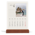 Calendrier de bureau support bois - portrait  — Initiales fleuries [Février]