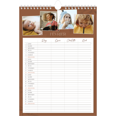 Calendrier familial A4 — Agenda terre à terre - Famille de 4 [Février]
