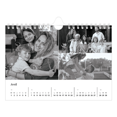 Calendrier photo A5 — Noir et blanc élégant [Avril]