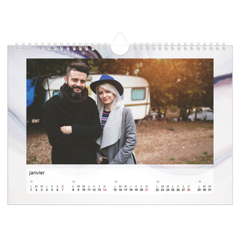 Calendrier photo A4 — Effet marbre coloré