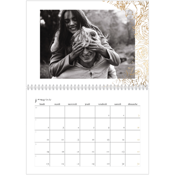 Calendrier photo A4 double — Gouden bloemenversiering
