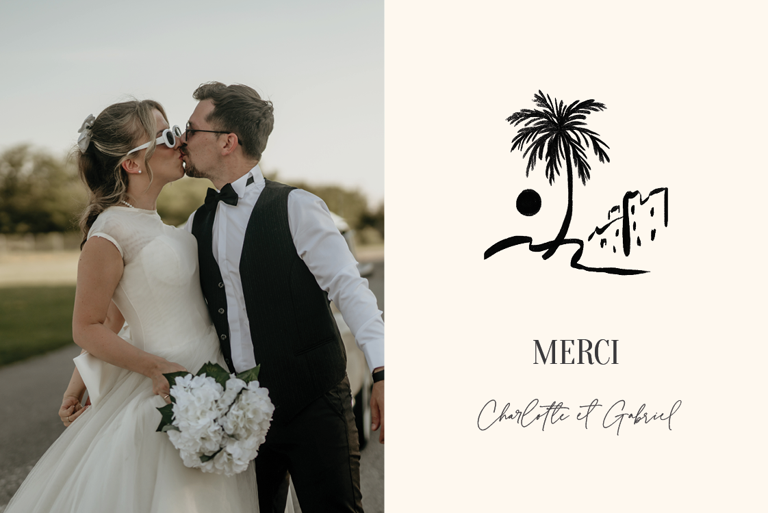 Carte de remerciement — Destination : bonheur