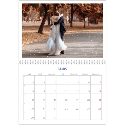 Calendrier photo A4 double (30 x 40 cm) — Classique cobalt [Mars]