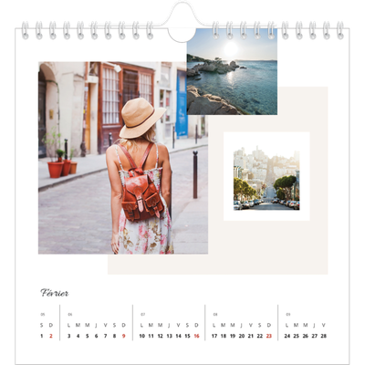 Calendriers annuels carré — Tons neutres [Février]