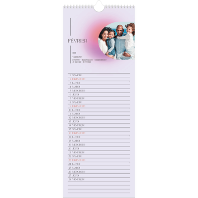 Calendrier mural long  — Dégradé astrologique [Février]