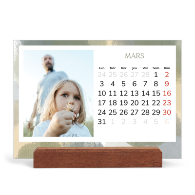 Calendrier de bureau support bois - paysage   — Effet pinceau [Mars]