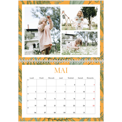 Calendrier photo A4 double (30 x 40 cm) — Papier peint floral [couverture]