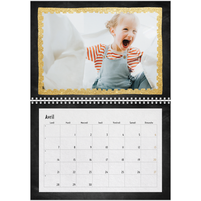 Calendrier photo A4 double (30 x 40 cm) — Paillete et ardoise [Avril]