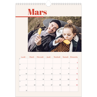 A3 Calendrier annuel — Inspiration 90 [Mars]