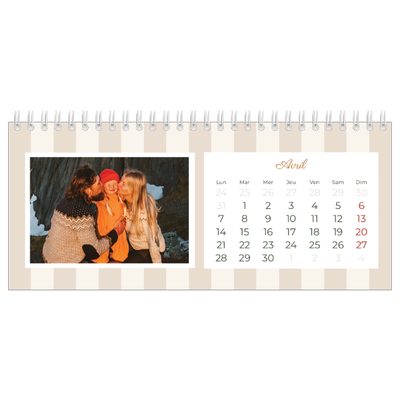 Calendrier de bureau — Lettrages et rayures [Avril]