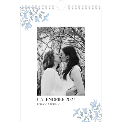 Calendrier photo A4 (20 x 30 cm) — Romance en bleu et blanc [couverture]