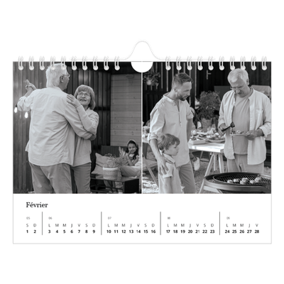 Calendrier photo A5 — Noir et blanc élégant [Février]