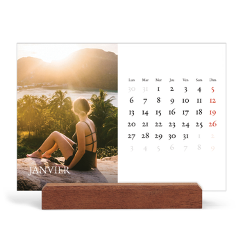Calendrier de bureau support bois - paysage — Superposition classique