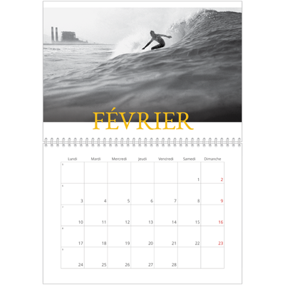 Calendrier photo A4 double (30 x 40 cm) — Style héritage [Février]