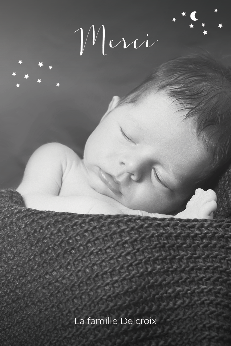 Carte de remerciement — Noms dans les étoiles