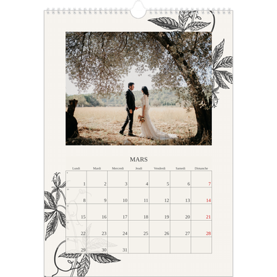 A3 Calendrier annuel — Encre & lierre [Mars]