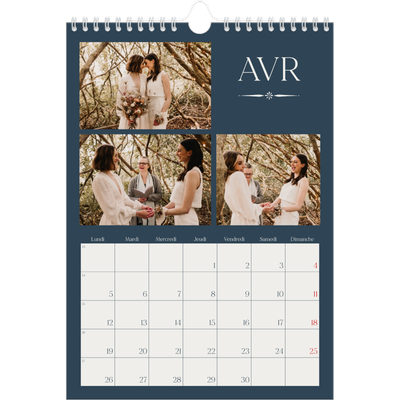 Calendrier photo A4 (20 x 30 cm) — Ardoise et sérifs [Avril]