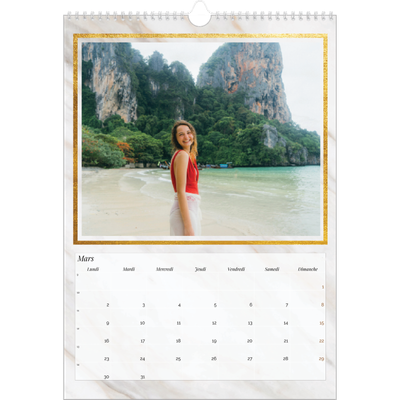 A3 Calendrier annuel — Dorure sur marbre [Mars]