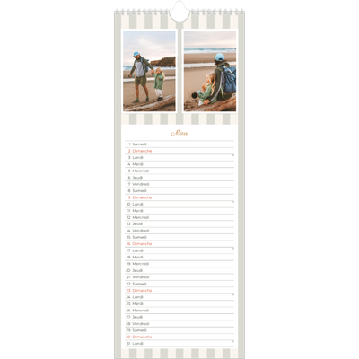 Calendrier mural long  — Lettrages et rayures [Mars]