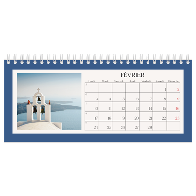 Calendrier de bureau — Couleurs classiques [Février]