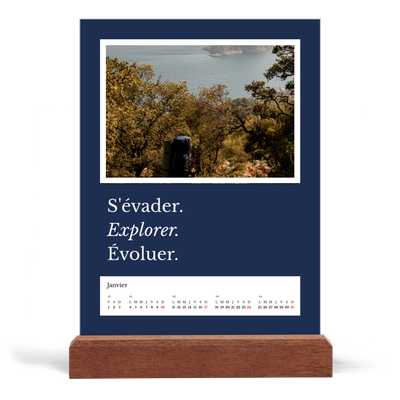 Calendrier de bureau support bois - portrait  — Terre éditoriale [Janvier]
