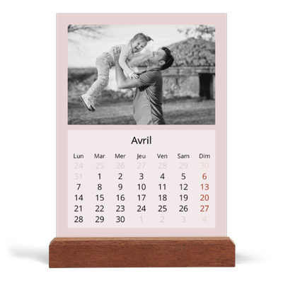 Calendrier de bureau support bois - portrait  — Neo Scandi [Avril]