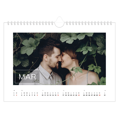 Calendrier photo A4 — Date superposée [Mars]