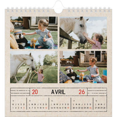 Calendriers annuels carré — Craft effet tampon [Avril]