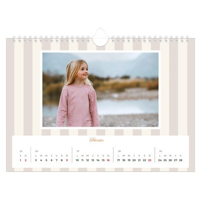 Calendrier photo A4 — Lettrages et rayures [Février]