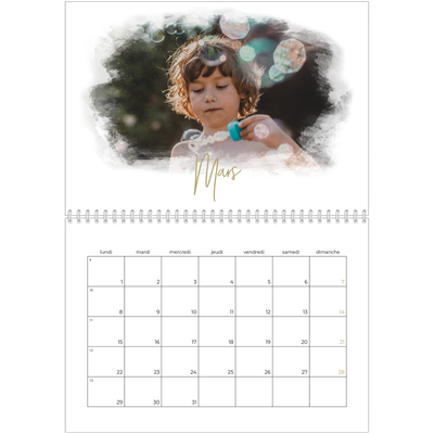 Calendrier photo A4 double (30 x 40 cm) — Effet photo [Mars]