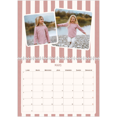 Calendrier photo A4 double (30 x 40 cm) — Motifs rétros [Mars]