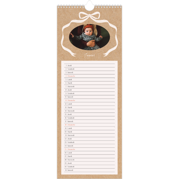 Calendrier mural long (15 x 40 cm) — Kraft et nœud