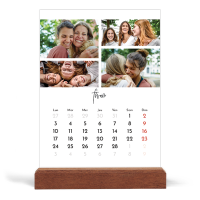 Calendrier de bureau support bois - portrait  — Arrangements photo [Février]