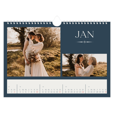 Calendrier photo A4 — Ardoise et sérifs [Janvier]