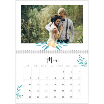 Calendrier photo A4 double (30 x 40 cm) — Ornements aquarelle [couverture]