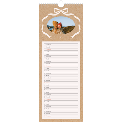 Calendrier mural long  — Kraft et nœud [couverture]