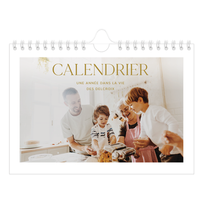 Calendrier photo A5 — Large texte Doré [couverture]