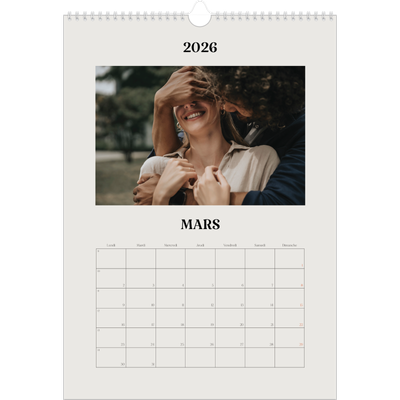 A3 Calendrier annuel — Ivoire simple [Mars]