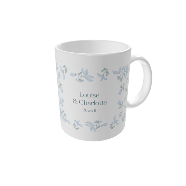 Mug personnalisé — Romance en bleu et blanc