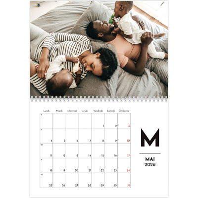Calendrier photo A4 double (30 x 40 cm) — Projecteur sur les lettres [couverture]