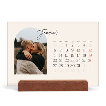 Calendrier de bureau support bois - paysage — Arche de souvenirs