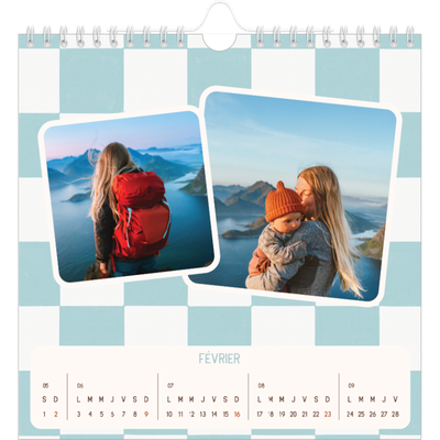 Calendriers annuels carré — Motifs rétros [Février]