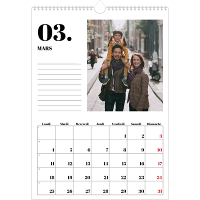 A3 Calendrier annuel — Sérif et moments [Mars]