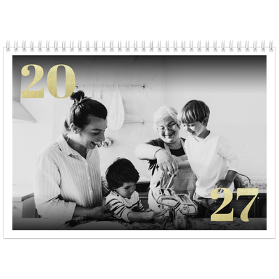 Calendrier photo A4 double (30 x 40 cm) — Larges numéros brillants [couverture]