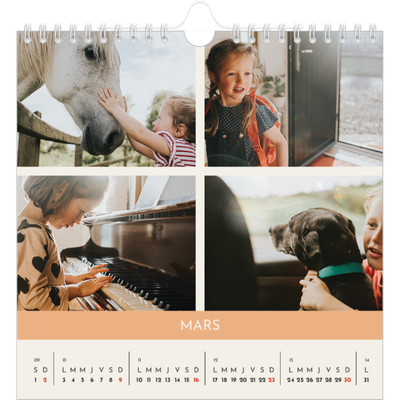 Calendriers annuels carré — Chapitres pastel [Mars]