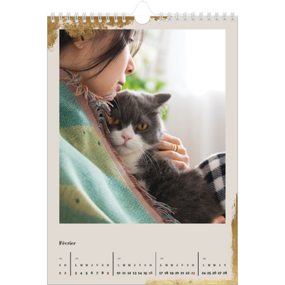 Calendrier photo A4 (20 x 30 cm) — Classic Gold [Février]